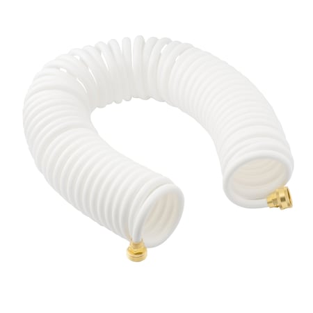 Whitecap 25 ft L Coil Hose W/ Adjustable Nozzle, Polyurethane Tube, White P-0441